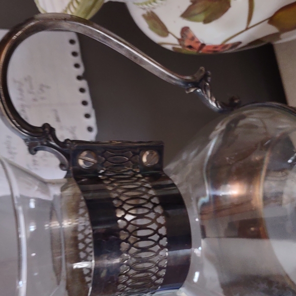 Antique Silver Plate And Glass Wine or Water Carafe - Picture 5 of 7